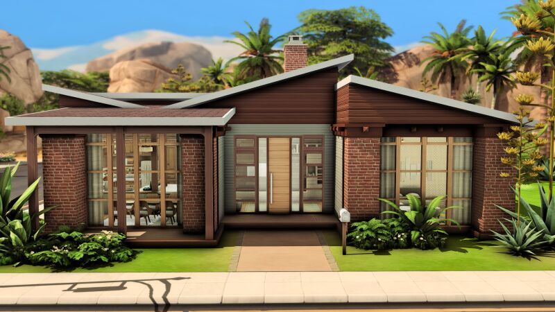 Stunning Mid-Century Family House Design 3 sims 4 cc mid century family house by plumbobkingdom 2