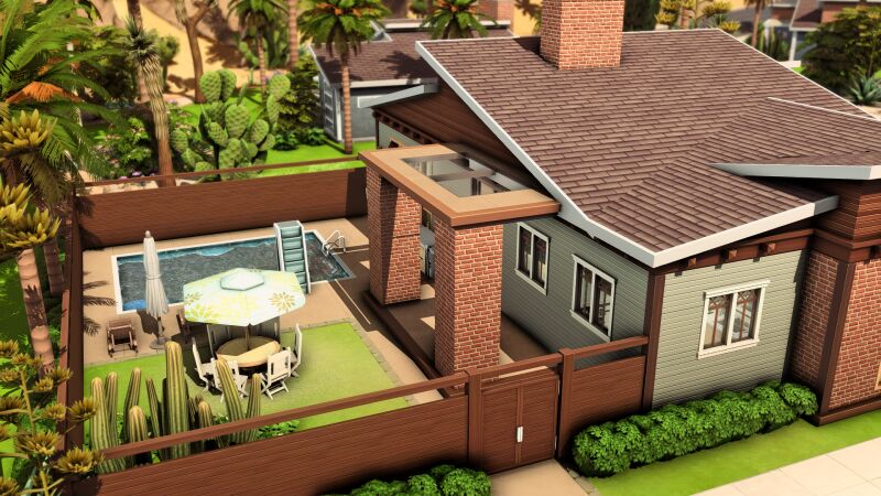 Stunning Mid-Century Family House Design 4 sims 4 cc mid century family house by plumbobkingdom 3