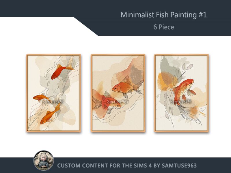 Minimalist Fish Painting #1 Extra A Samtuse963 2 sims 4 cc minimalist fish painting 1 extra a samtuse963 2