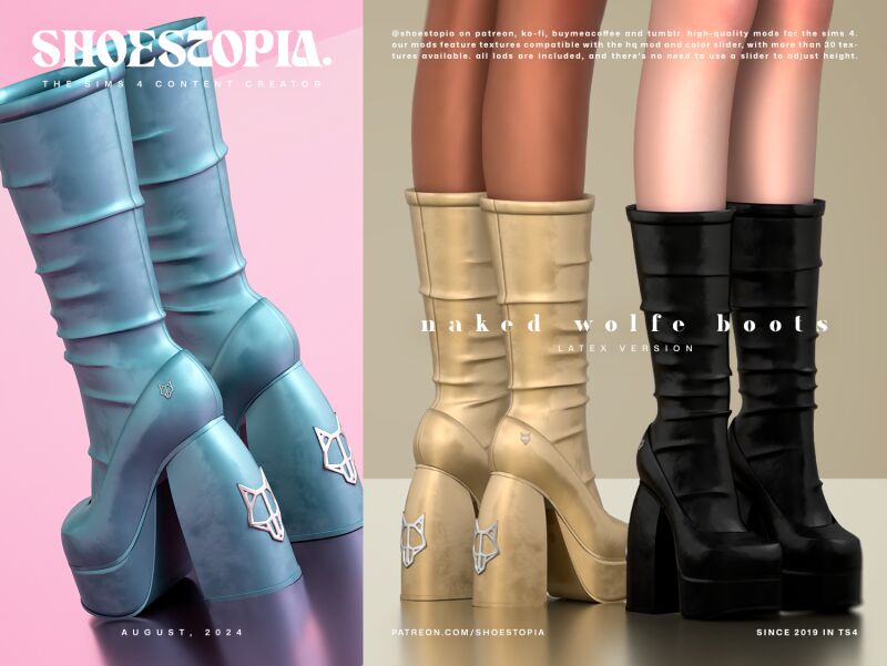Stylish Knee-Thigh Heeled Boots for The Sims 4 2 sims 4 cc naked wolfe spice knee thigh heeled boots 2