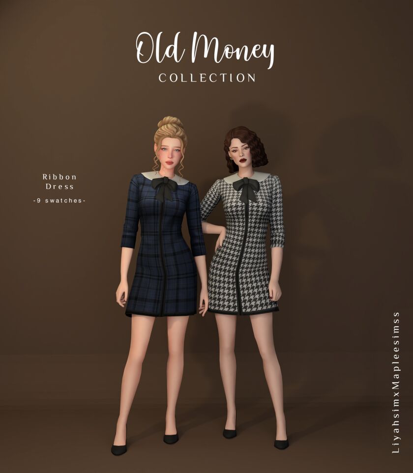 Old Money Collection - Ribbon Dress 1 Old Money Collection – Ribbon Dress Sims 4 CC