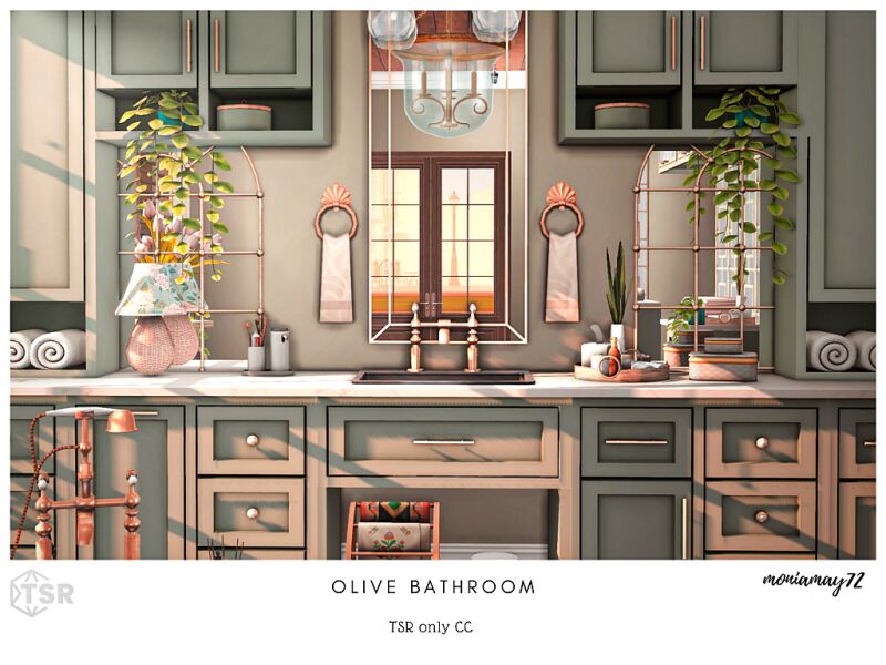 Cozy Olive Bathroom Design 13 sims 4 cc olive bathroom 2