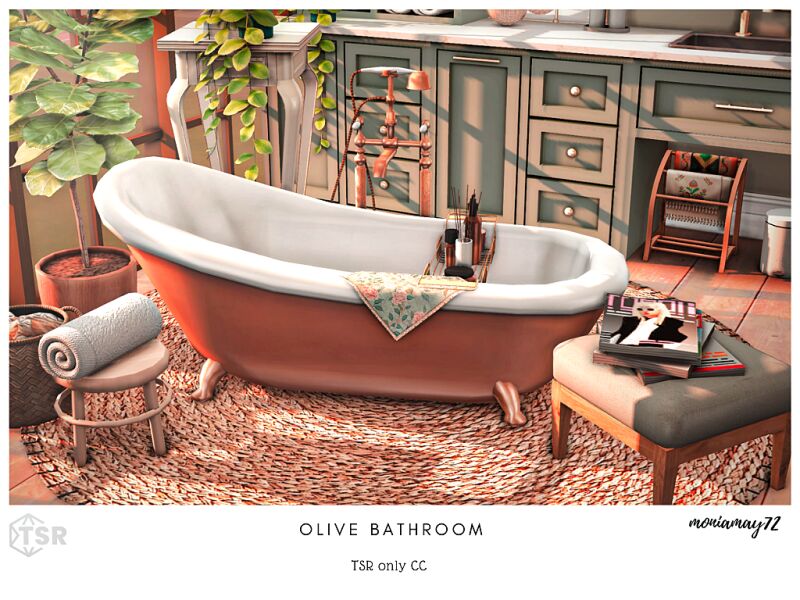 Cozy Olive Bathroom Design 14 sims 4 cc olive bathroom 3