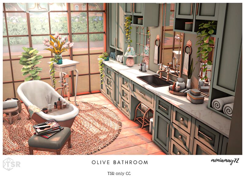 Cozy Olive Bathroom Design 12 sims 4 cc olive bathroom 4