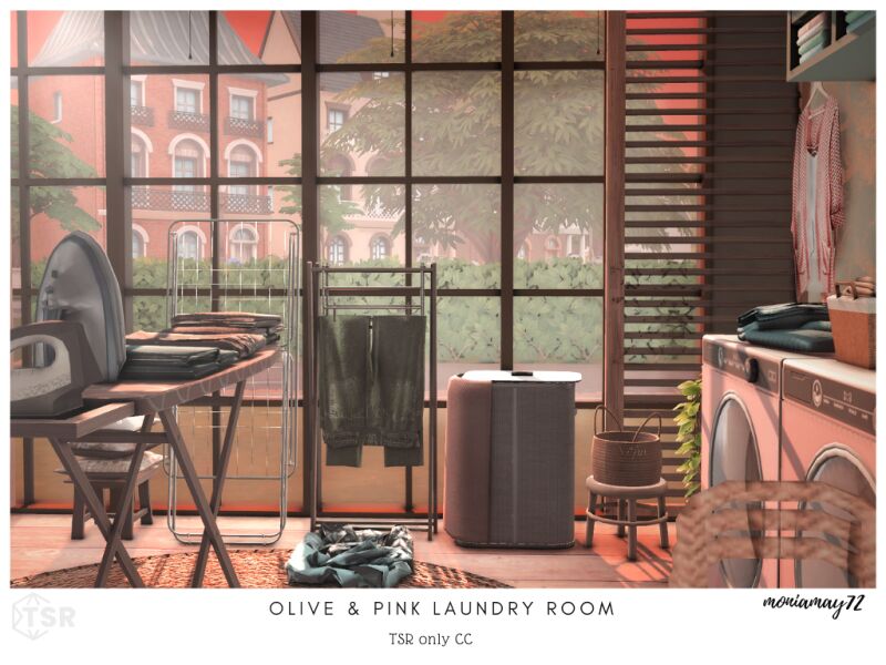 Charming Olive & Pink Laundry Room 13 sims 4 cc olive pink laundry room 5
