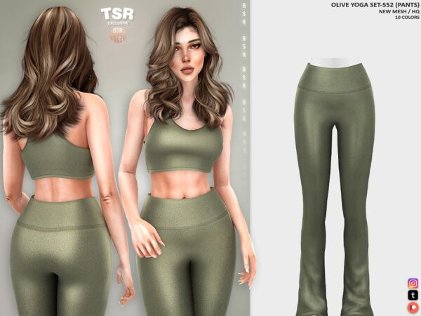 Olive Yoga Set for Stylish Fitness 1 Olive Yoga Set for Stylish Fitness Sims 4 CC