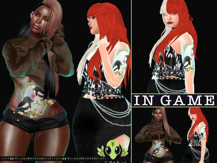 ONE For Sorrow Tattoo - TSR Exclusive 4 sims 4 cc one for sorrow tattoo tsr exclusive x1 colour x6 3