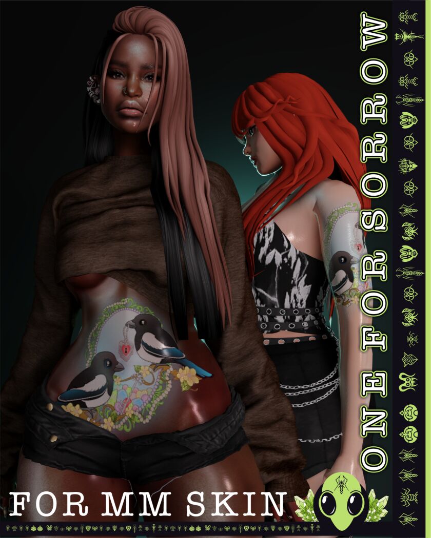 ONE For Sorrow Tattoo - TSR Exclusive 2 sims 4 cc one for sorrow tattoo tsr exclusive x1 colour x6 6