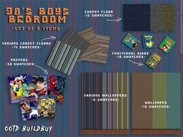 Retro Boy's Bedroom Build Buy 1 Retro Boy’s Bedroom Build Buy Sims 4 CC