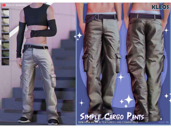 Peach | Simple Cargo Pants by Kleossims 1 Peach | Simple Cargo Pants by Kleossims Sims 4 CC
