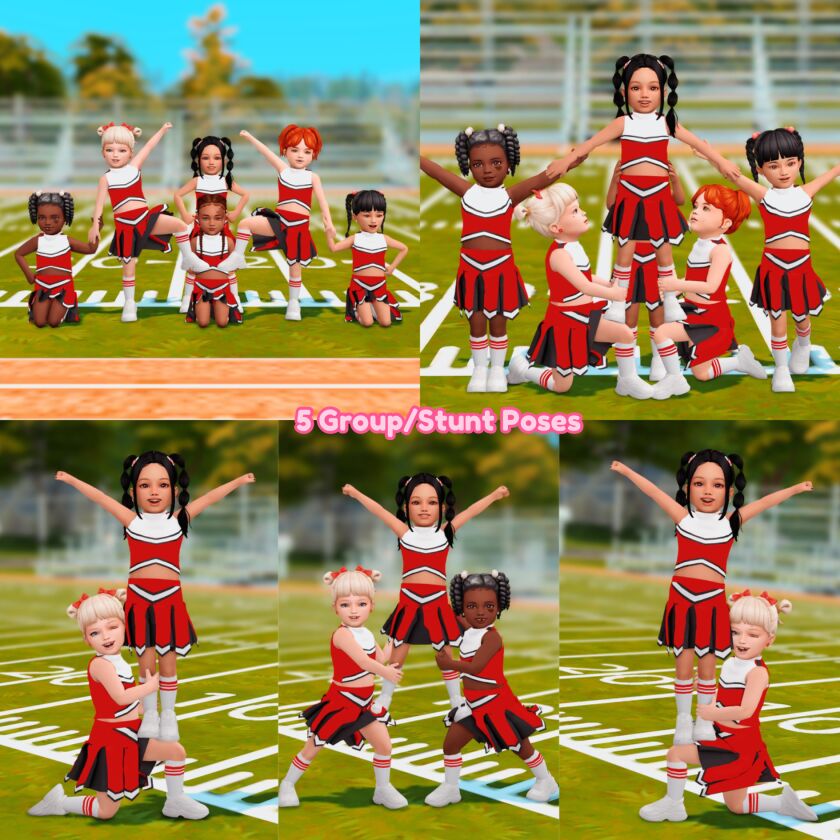Peewee Cheer Posepack for Toddlers 5 sims 4 cc peewee cheer posepack 3