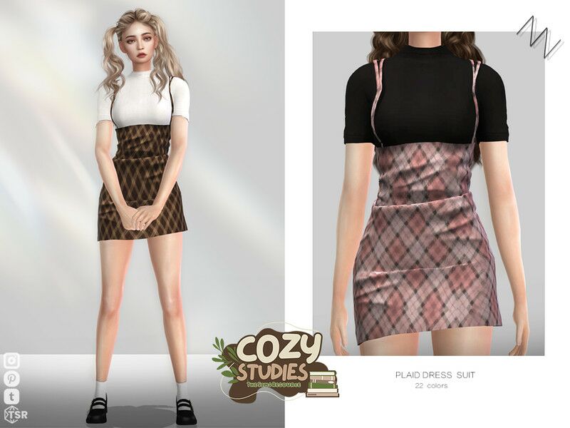 Chic Plaid Dress Suit for Stylish Looks 1 Chic Plaid Dress Suit for Stylish Looks Sims 4 CC