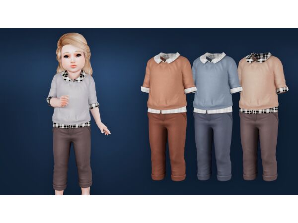 Stylish Plaid Shirt Sweater & Trousers Collection 1 Stylish Plaid Shirt Sweater & Trousers Collection Sims 4 CC