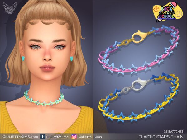Stylish Plastic Stars Chain Necklace 1 Stylish Plastic Stars Chain Necklace Sims 4 CC