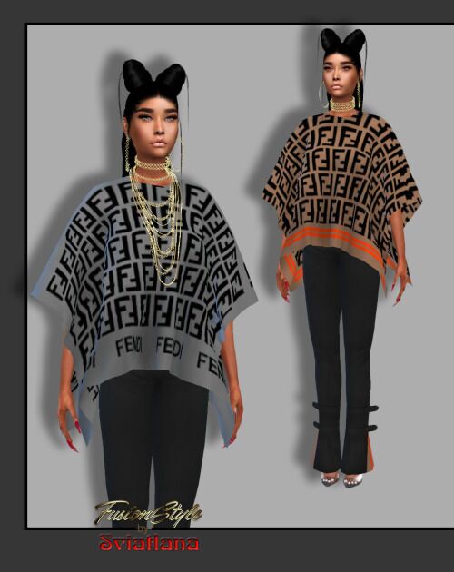 Stylish Poncho by Fusionstyle 1 Stylish Poncho by Fusionstyle Sims 4 CC