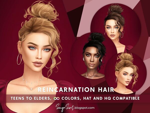 Reincarnation Hair 1 Reincarnation Hair Sims 4 CC