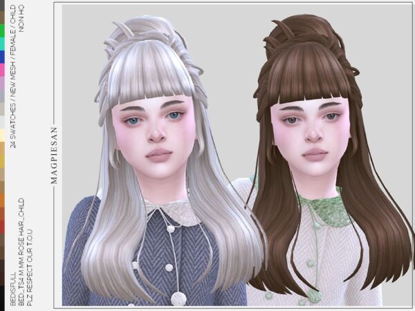 Rose Hair for Child by Magpiesan 1 Rose Hair for Child by Magpiesan Sims 4 CC