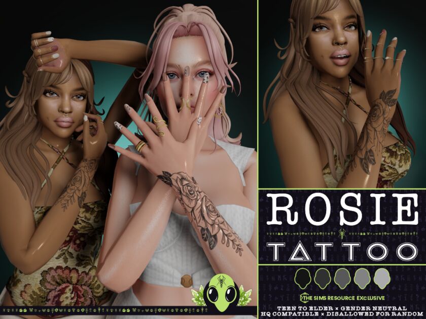 Rosie Tattoo - TSR Exclusive 1 Rosie Tattoo – TSR Exclusive Sims 4 CC