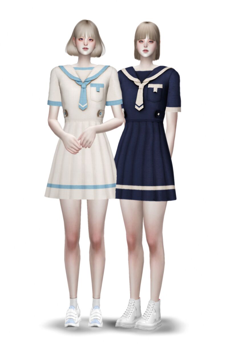 Sailor Onepiece by Yunseol 4 sims 4 cc sailor onepiece by yunseol 2