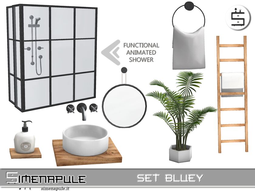 Modern Bluey Bathroom Set in Minimalist Style 4 sims 4 cc set bluey bathroom in minimalist and scandinavian 2