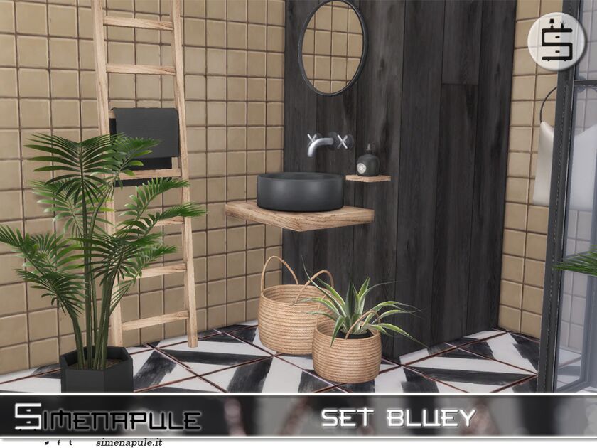 Modern Bluey Bathroom Set in Minimalist Style 2 sims 4 cc set bluey bathroom in minimalist and scandinavian 3