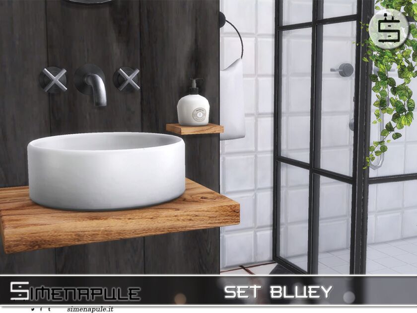 Modern Bluey Bathroom Set in Minimalist Style 3 sims 4 cc set bluey bathroom in minimalist and scandinavian 4