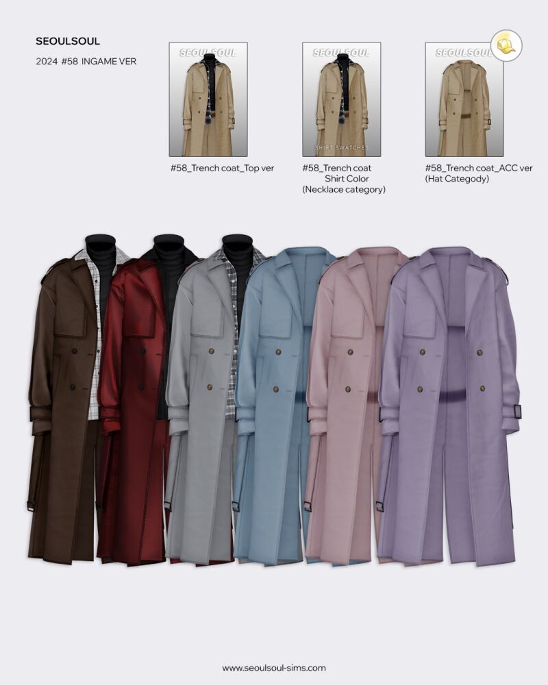 Sims4 CC // 2024 #58 Trench Coat By Seoulsoul 3 sims 4 cc sims4 cc 2024 58 trench coat by seoulsoul 3