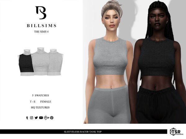 Stylish Sleeveless Racer Tank Top 1 Stylish Sleeveless Racer Tank Top Sims 4 CC
