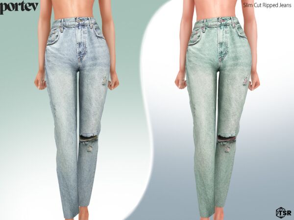 Stylish Slim Cut Ripped Jeans for Sims 1 Stylish Slim Cut Ripped Jeans for Sims Sims 4 CC