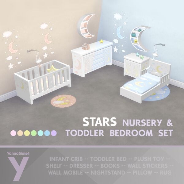 Stars Nursery and Toddler Bedroom Set 1 Stars Nursery and Toddler Bedroom Set Sims 4 CC