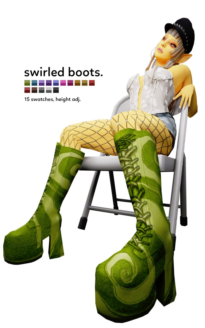 Swirled Boots 1 Swirled Boots Sims 4 CC