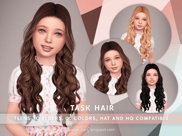 Beautiful Long Wavy Hair for Kids 1 Beautiful Long Wavy Hair for Kids Sims 4 CC