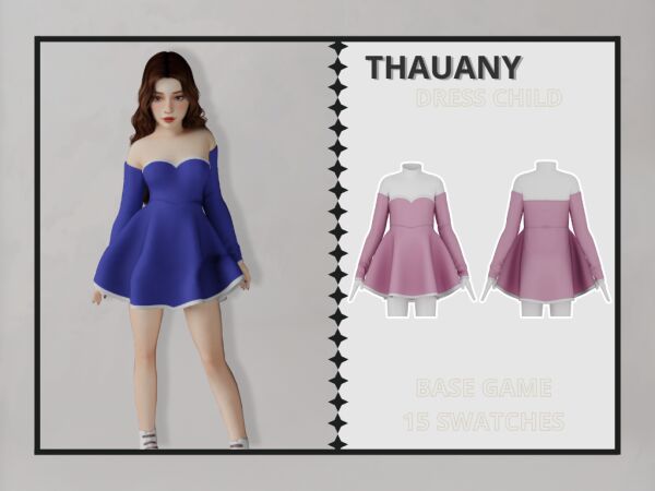 Thauany - Dress for Kids 1 Thauany – Dress for Kids Sims 4 CC