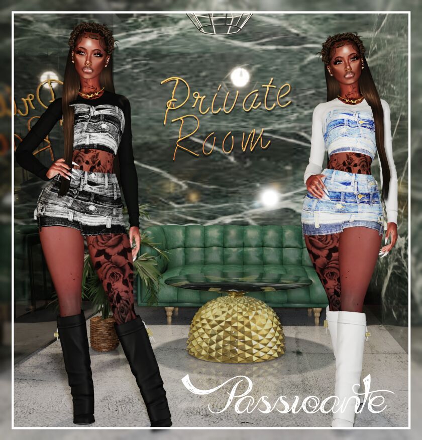 Stylish Blue Jean Skirt Set for the Holidays 2 sims 4 cc the 9th day of christmas is just a little 3