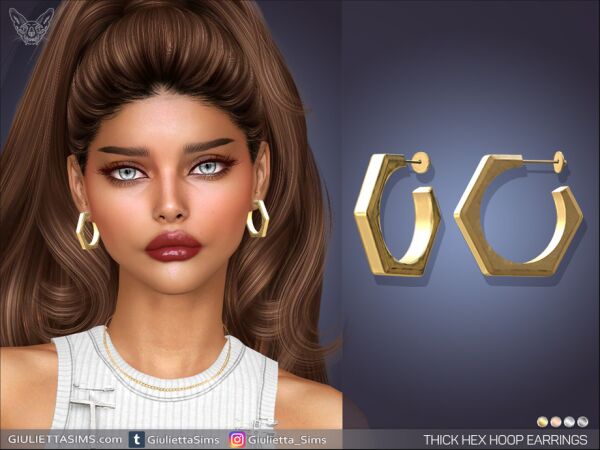 Thick HEX Hoop Earrings 1 Thick HEX Hoop Earrings Sims 4 CC