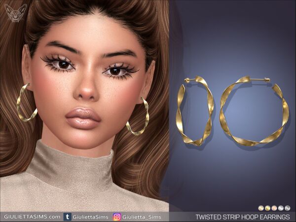 Stylish Twisted Strip Hoop Earrings 1 Stylish Twisted Strip Hoop Earrings Sims 4 CC