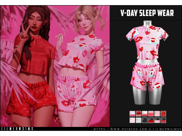 V-Day Sleep Wear By Lilmeowsimss 1 V-Day Sleep Wear By Lilmeowsimss Sims 4 CC