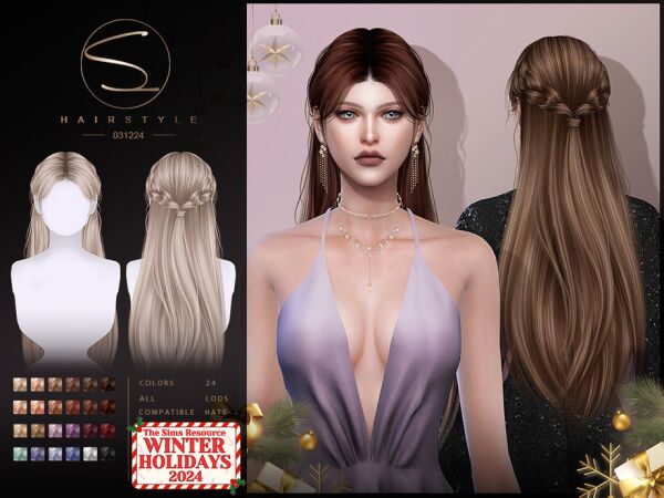 Weaving Long Hair 031024 By S-Club 1 Weaving Long Hair 031024 By S-Club Sims 4 CC