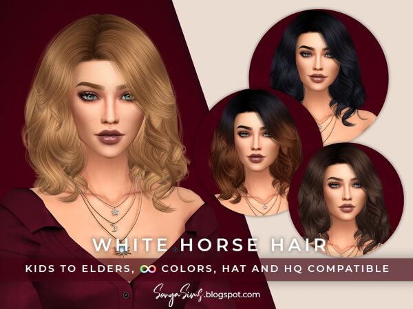 Stylish Long Bob: White Horse Hair Sims 4 CC