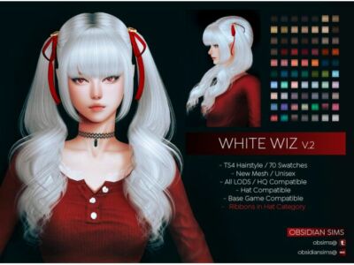 Stylish White WIZ Hairstyle V.2 Sims 4 CC