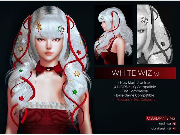 Stylish White WIZ Hairstyle V.2 2 sims 4 cc white wiz hairstyle v 2 by obsims 2