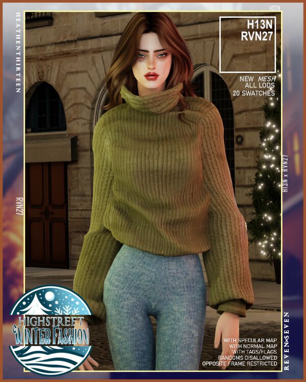 Stylish Women's Cowl Neck Oversized Pullover 1 Stylish Women’s Cowl Neck Oversized Pullover Sims 4 CC