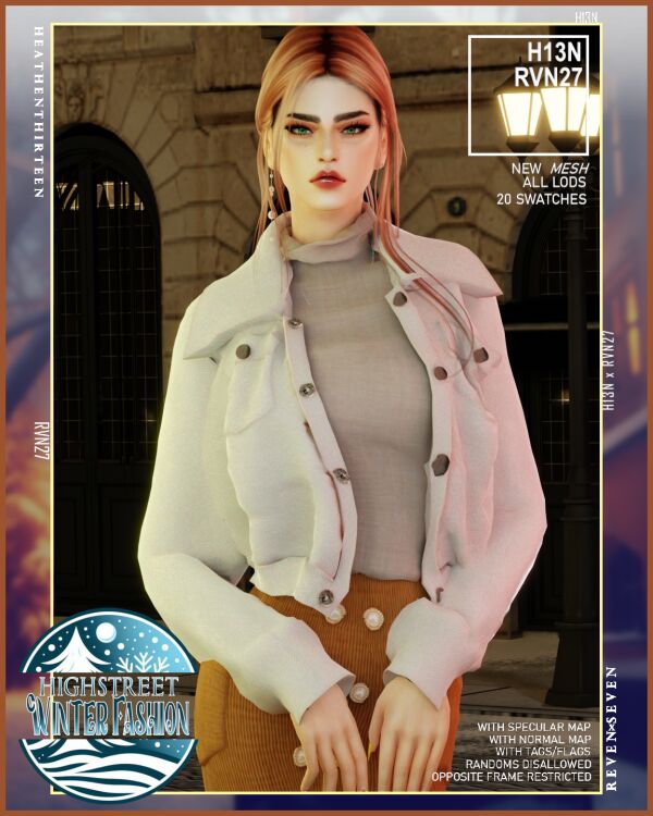 Stylish Women's Snap Button Winter Fleece Jacket 1 Stylish Women’s Snap Button Winter Fleece Jacket Sims 4 CC