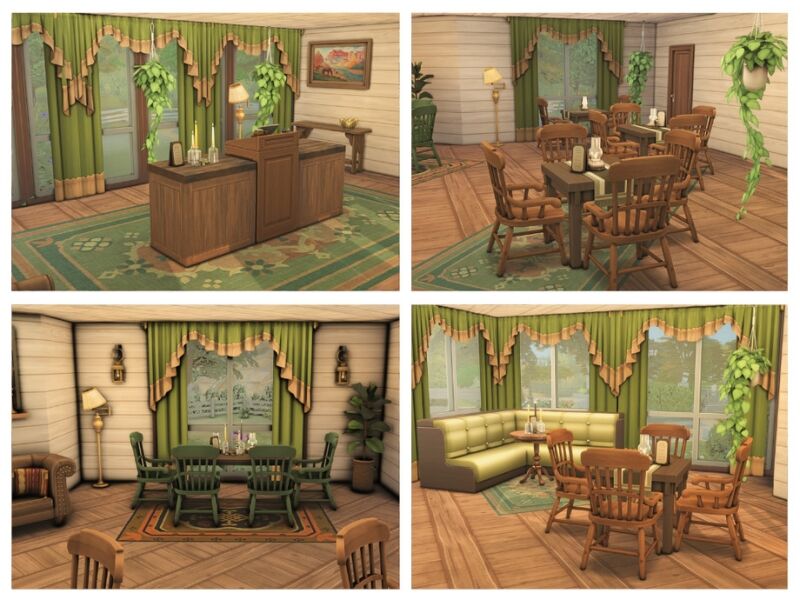 Charming Wooden Light Restaurant 4 sims 4 cc wooden light restaurant community lot 3