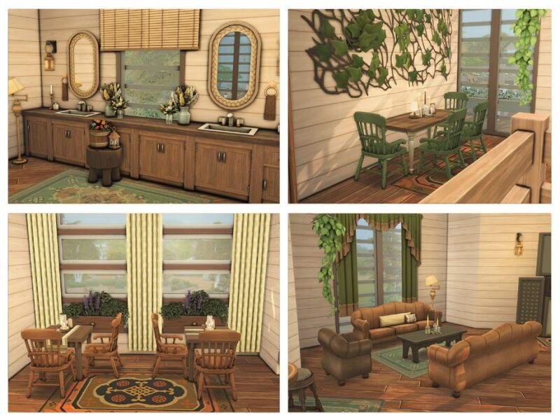 Charming Wooden Light Restaurant 2 sims 4 cc wooden light restaurant community lot 4