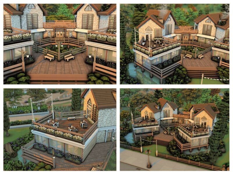 Charming Wooden Light Restaurant 3 sims 4 cc wooden light restaurant community lot 5