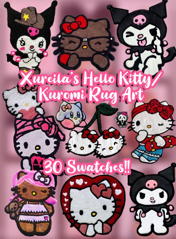 Hello Kitty & Kuromi Rug Art 1 Hello Kitty & Kuromi Rug Art Sims 4 CC