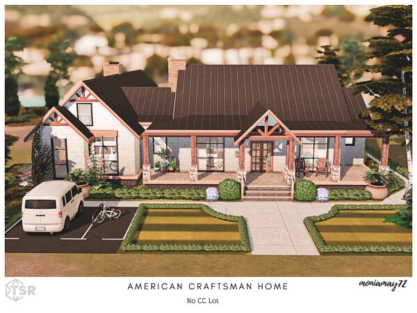 Charming American Craftsman House Sims 4 CC