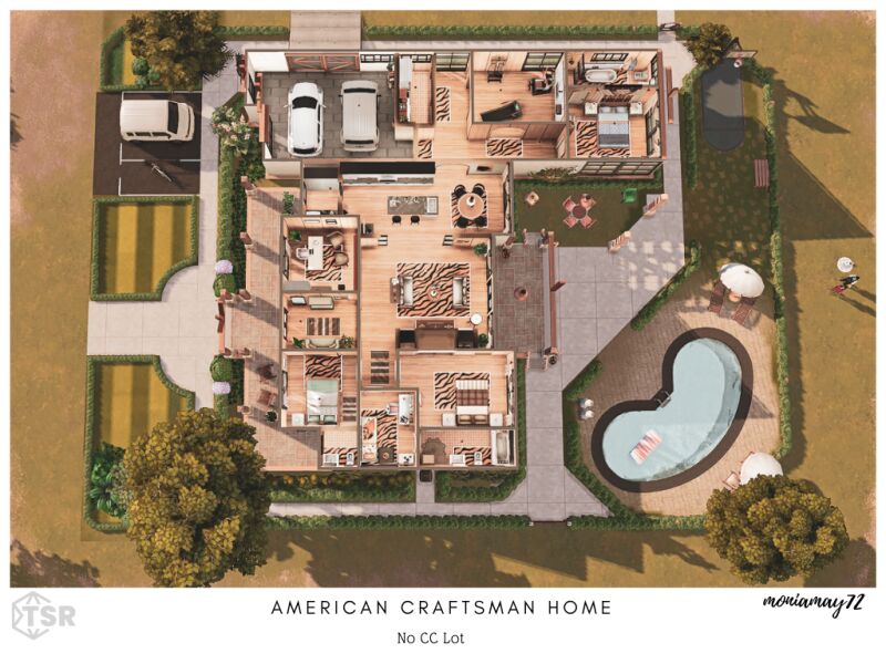 sims 4 cc american craftsman home 3