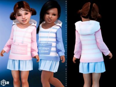 Arletta – Striped Hoodie Dress Sims 4 CC